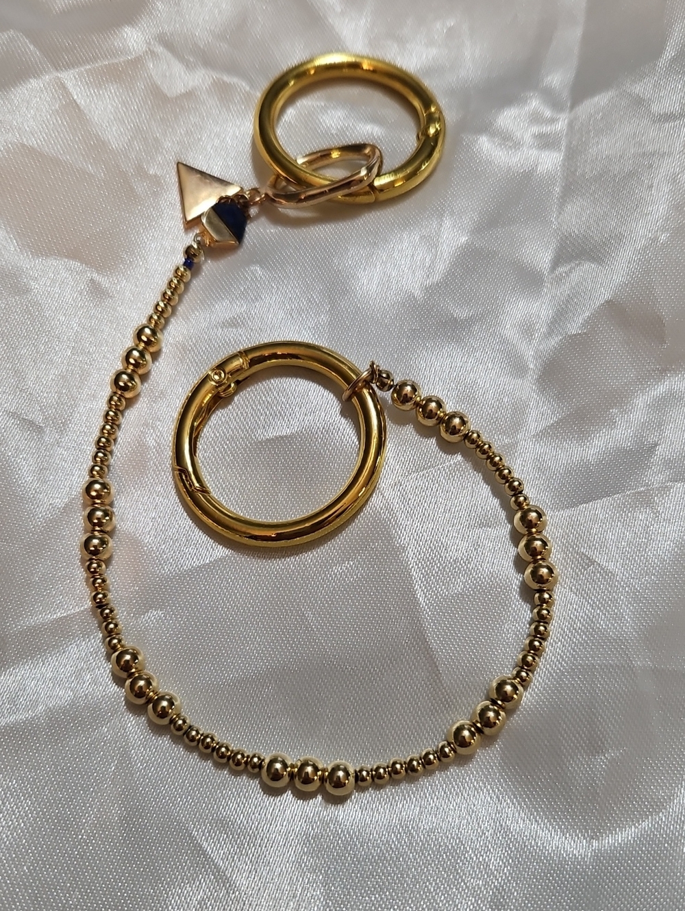 Gold Tone Bag Extender Beaded Hoop Chain